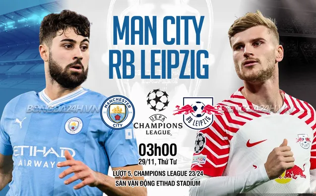 Nhận định Man City vs Leipzig (03h00 ngày 29/11):