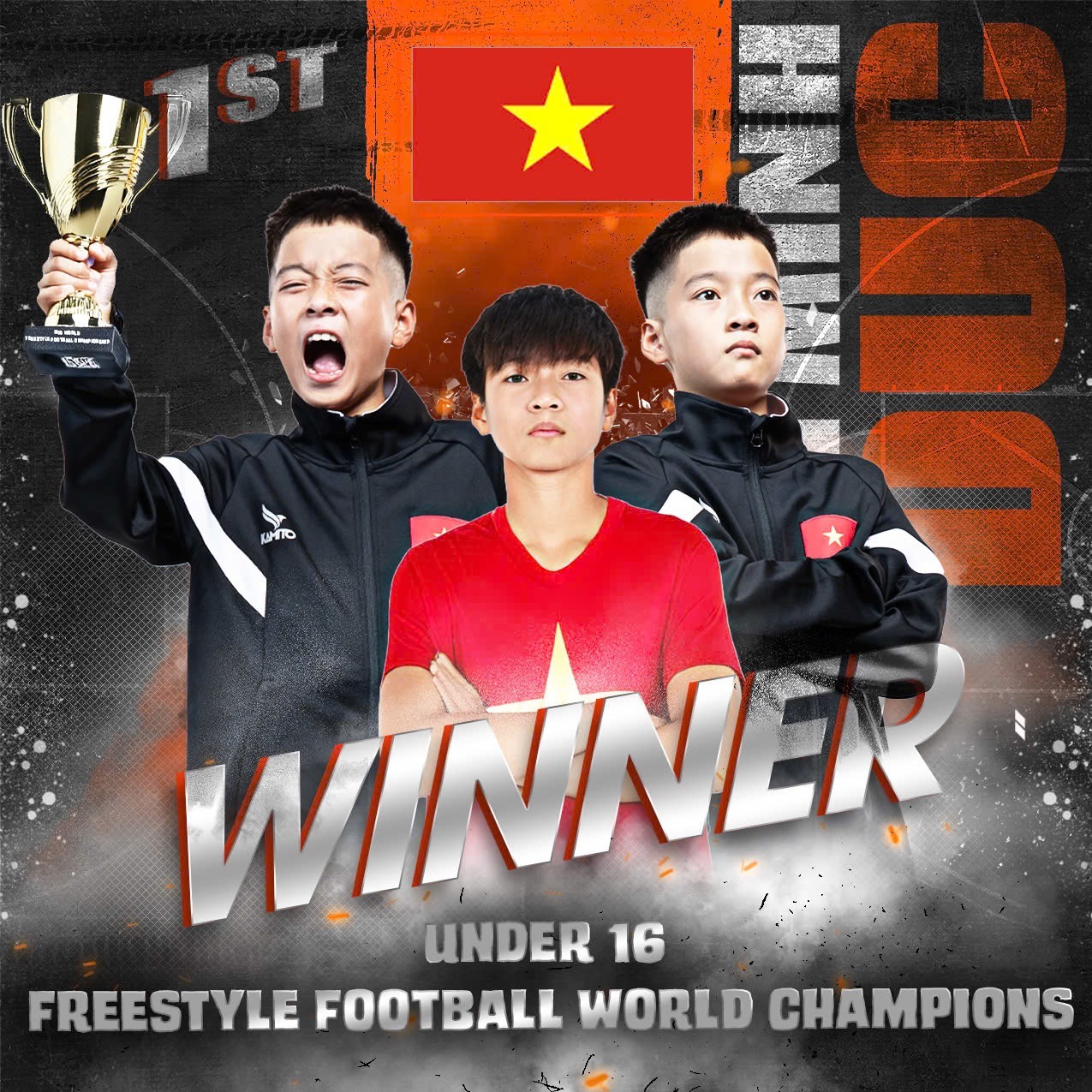 Cấn Minh Đức vô địch giải U16 tâng bóng nghệ thuật thế giới